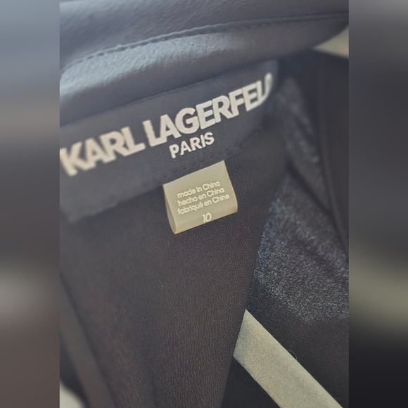 KARL LAGERFELD PARIS Black Crystal Embellished Rhinestone 10 Asymmetric - Picture 4 of 13